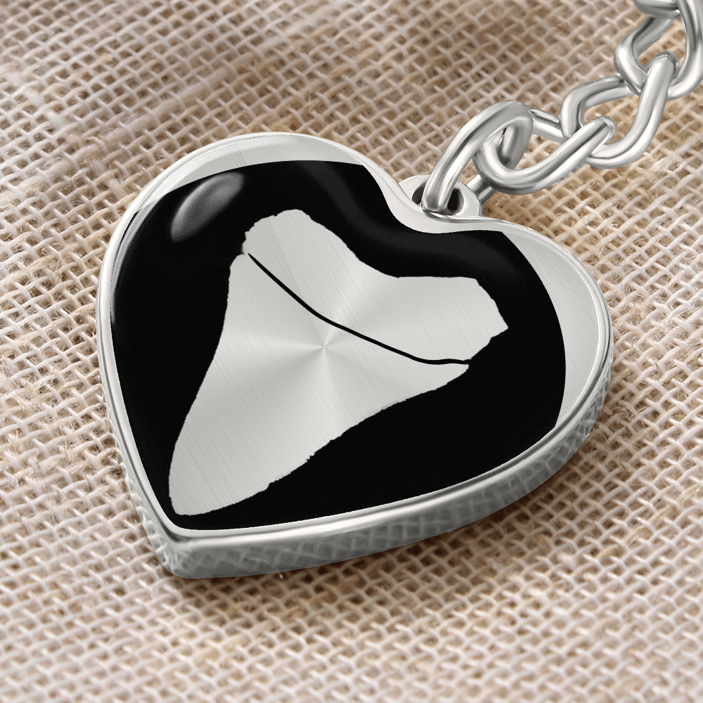 Megalodon Tooth Heart Keychain