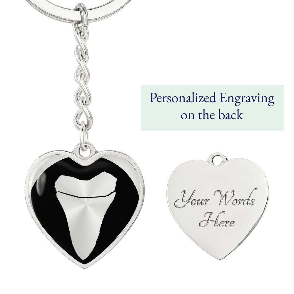 Megalodon Tooth Heart Keychain