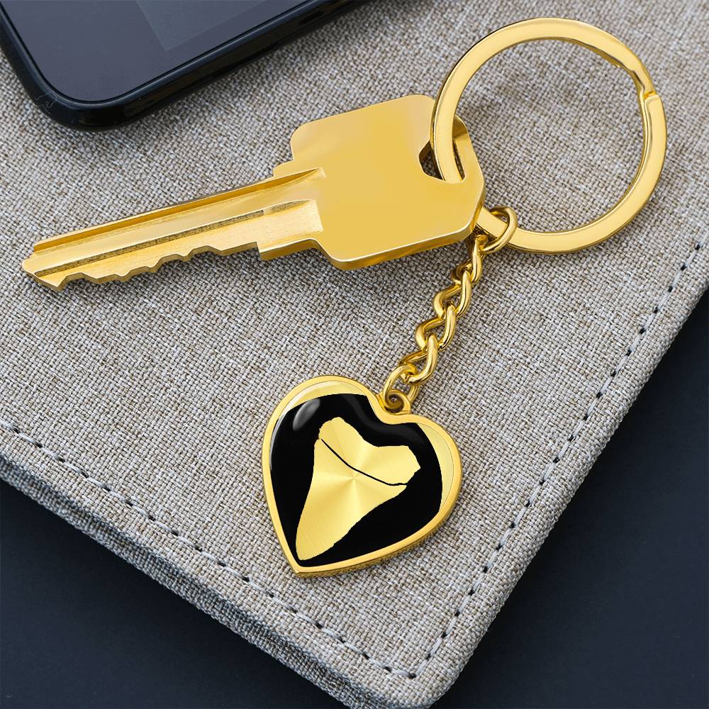 Megalodon Tooth Heart Keychain