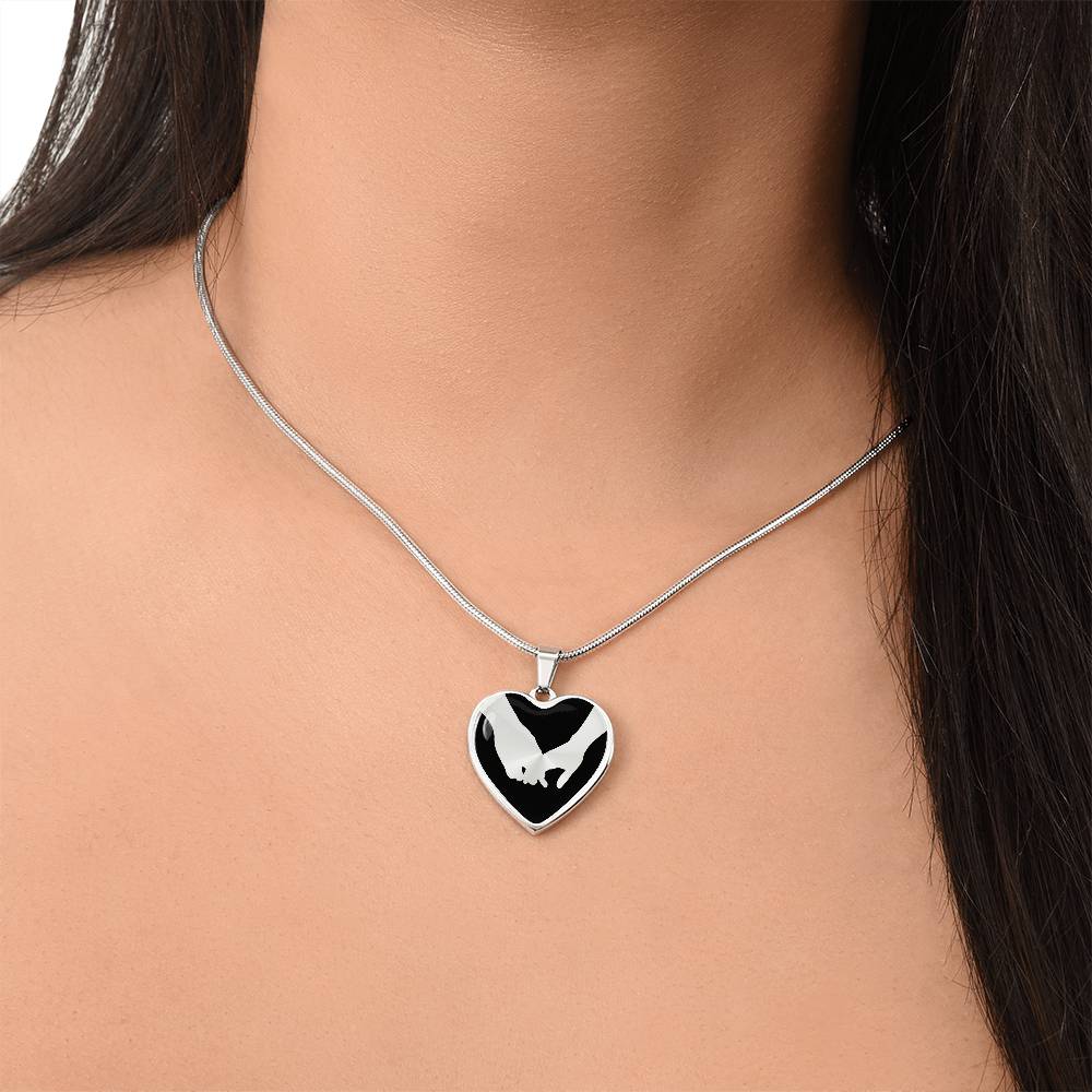 Grasping Hands Heart Necklace