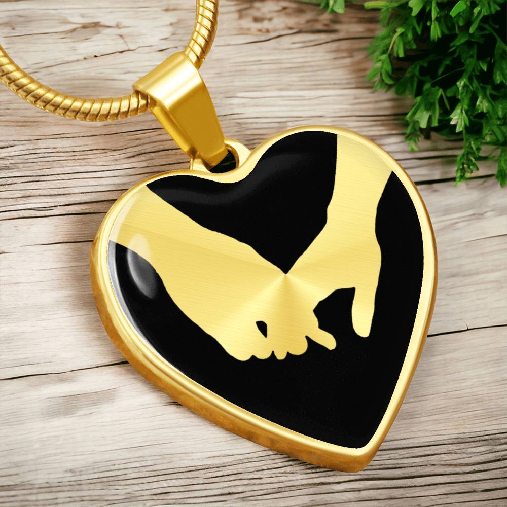 Grasping Hands Heart Necklace