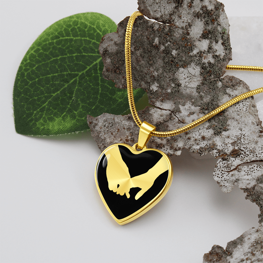 Grasping Hands Heart Necklace