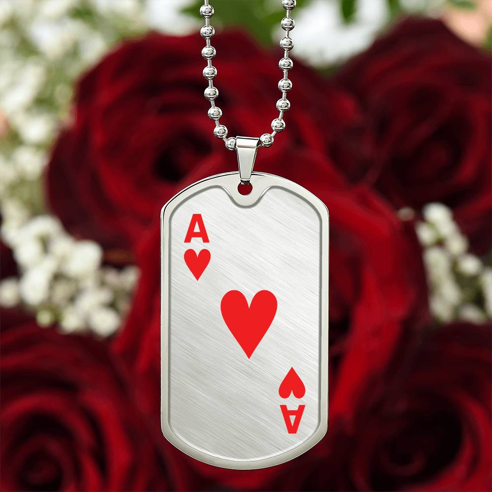 Ace of hearts Dog Tag Necklace