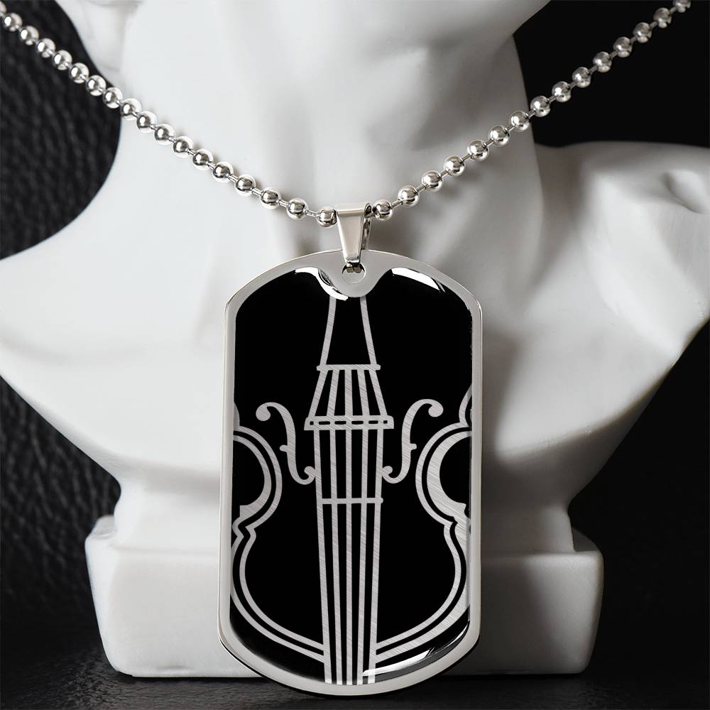 Violin Dog Tag Necklace