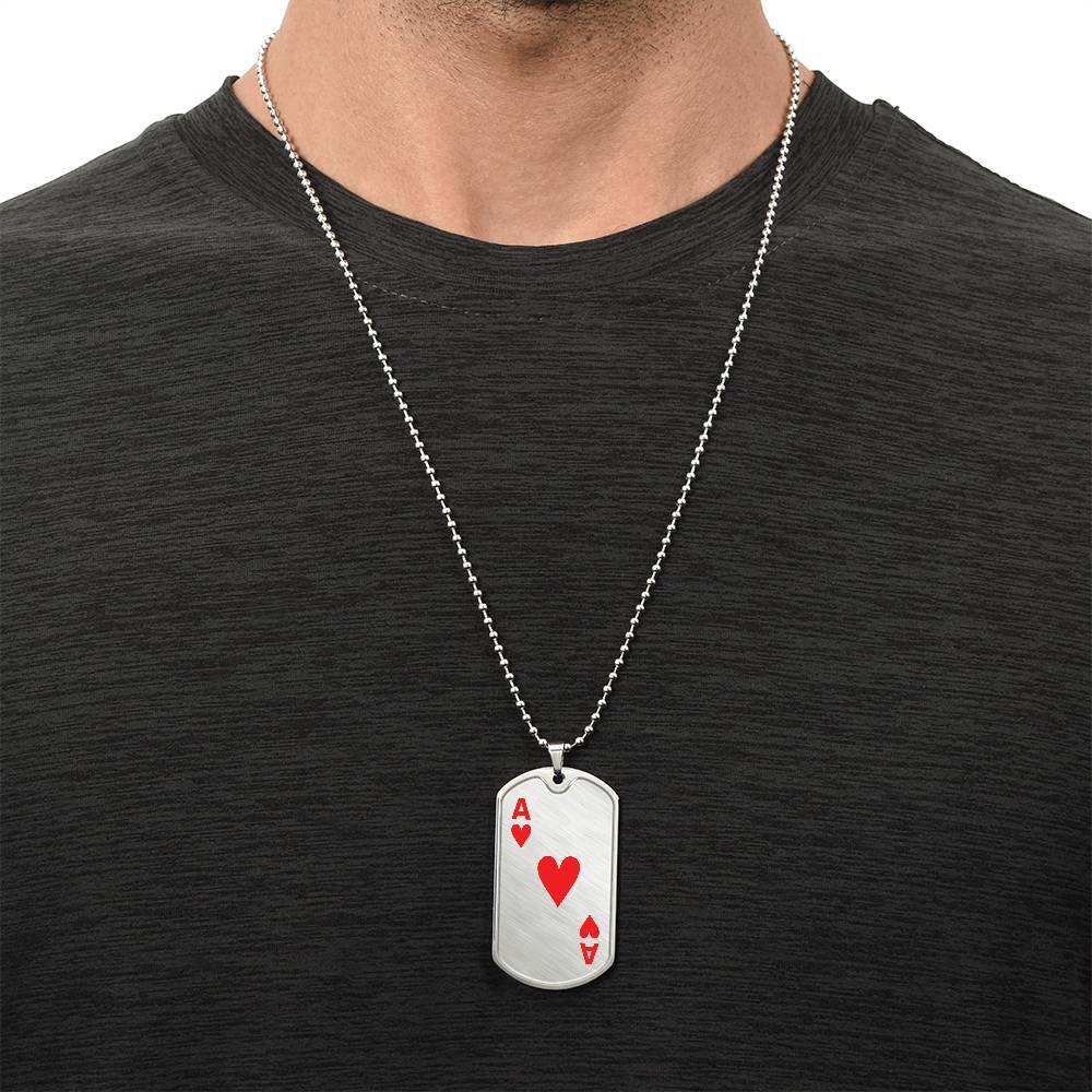 Ace of hearts Dog Tag Necklace