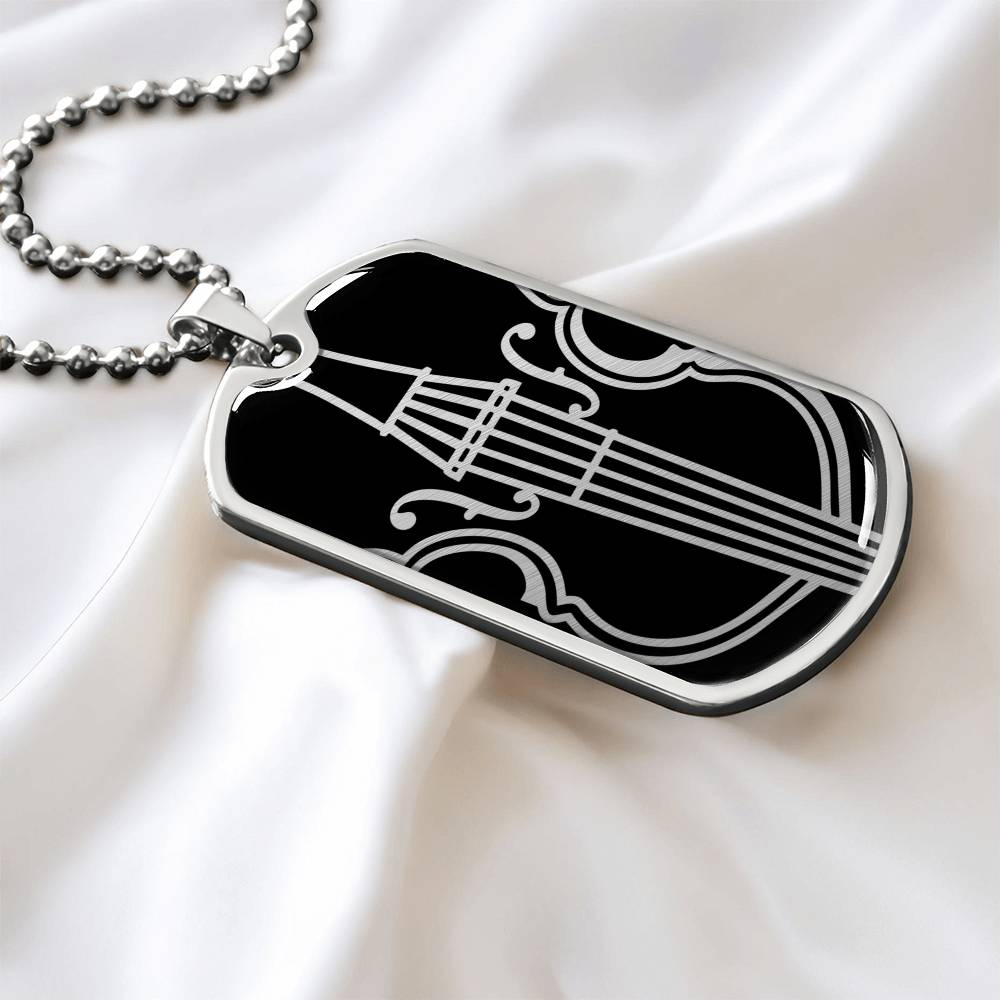 Violin Dog Tag Necklace
