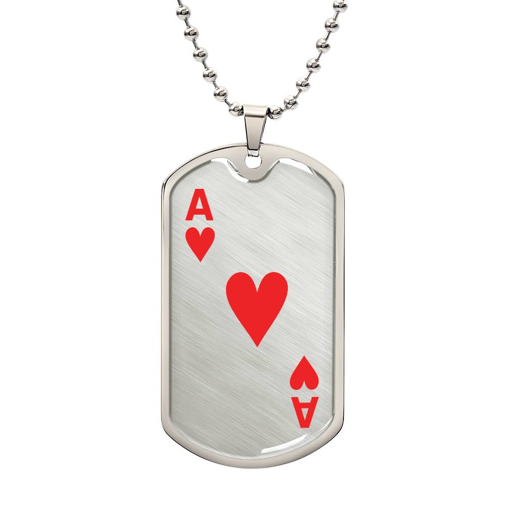 Ace of hearts Dog Tag Necklace