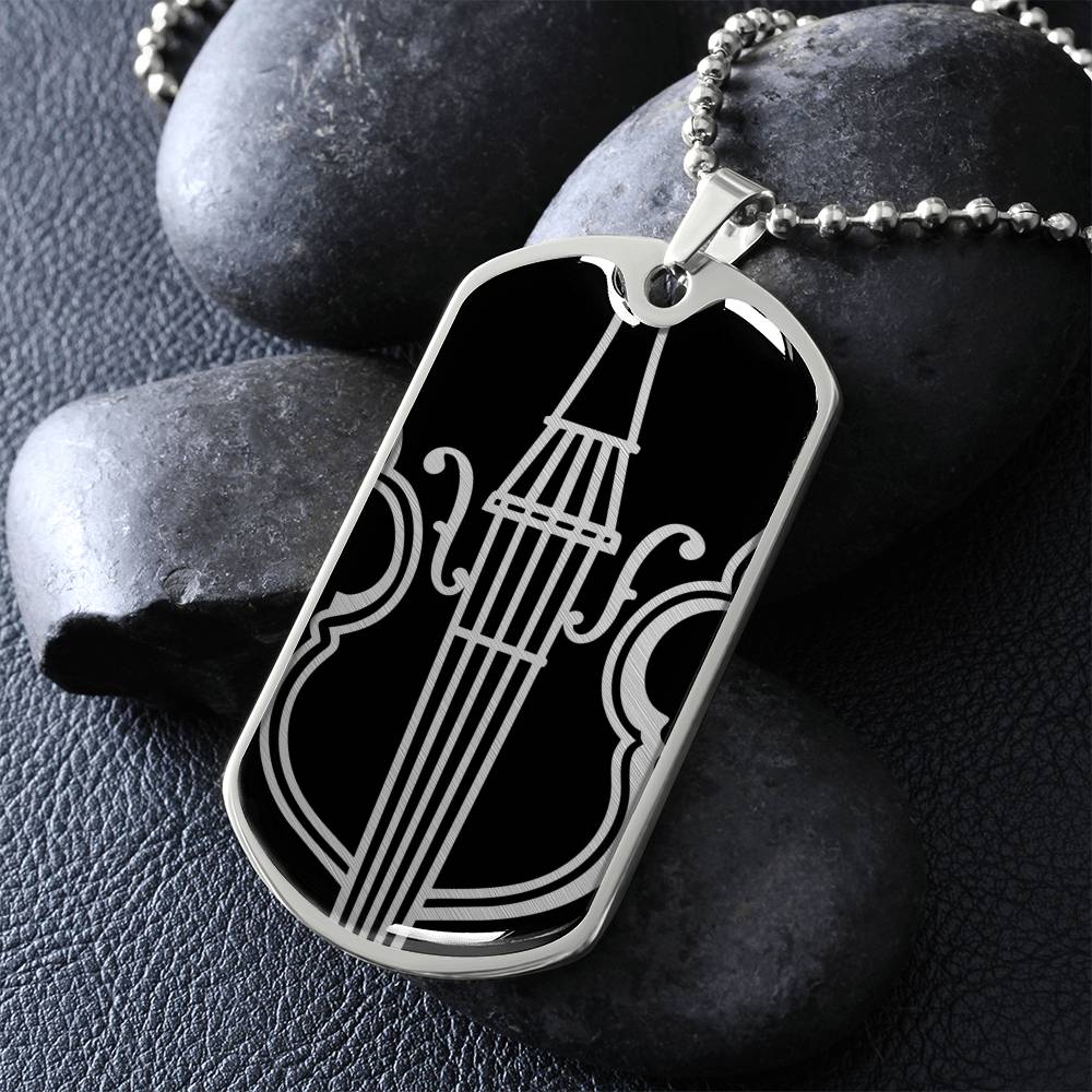 Violin Dog Tag Necklace