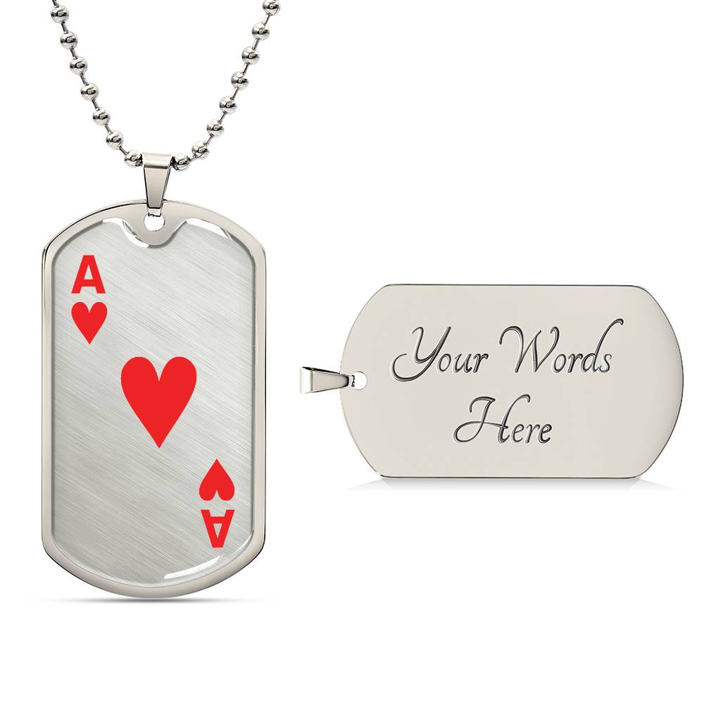 Ace of hearts Dog Tag Necklace
