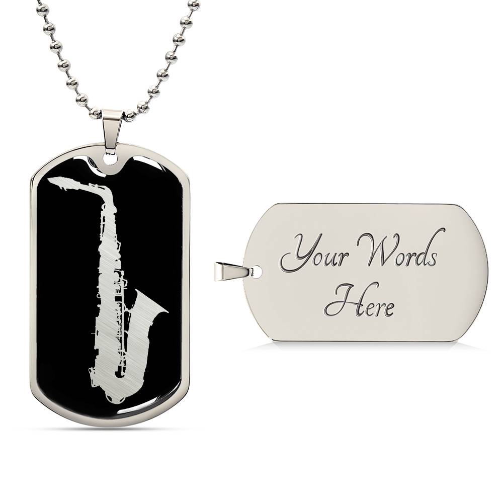 Saxophone Dog Tag Necklace
