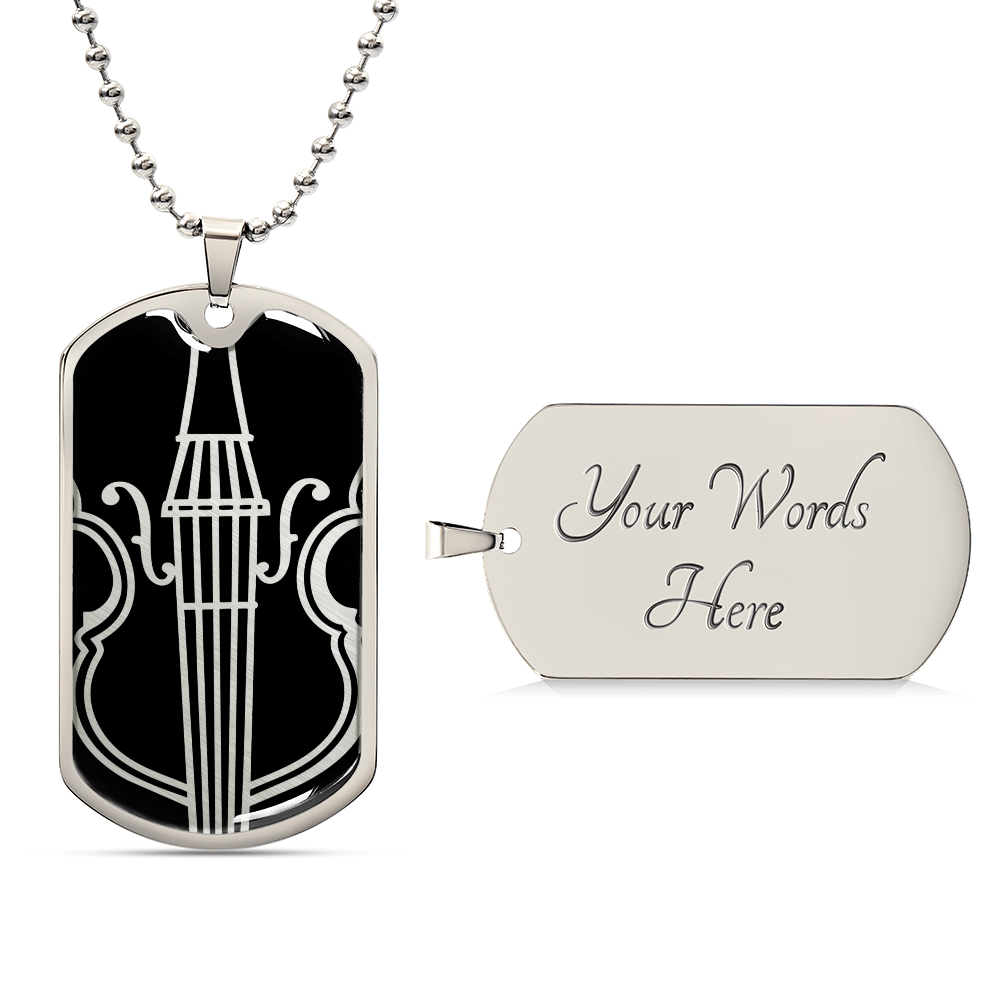 Violin Dog Tag Necklace