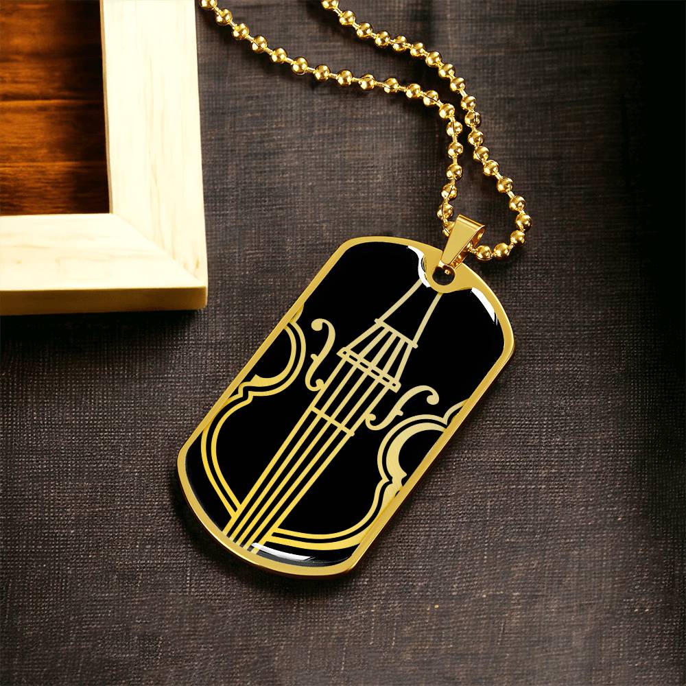 Violin Dog Tag Necklace