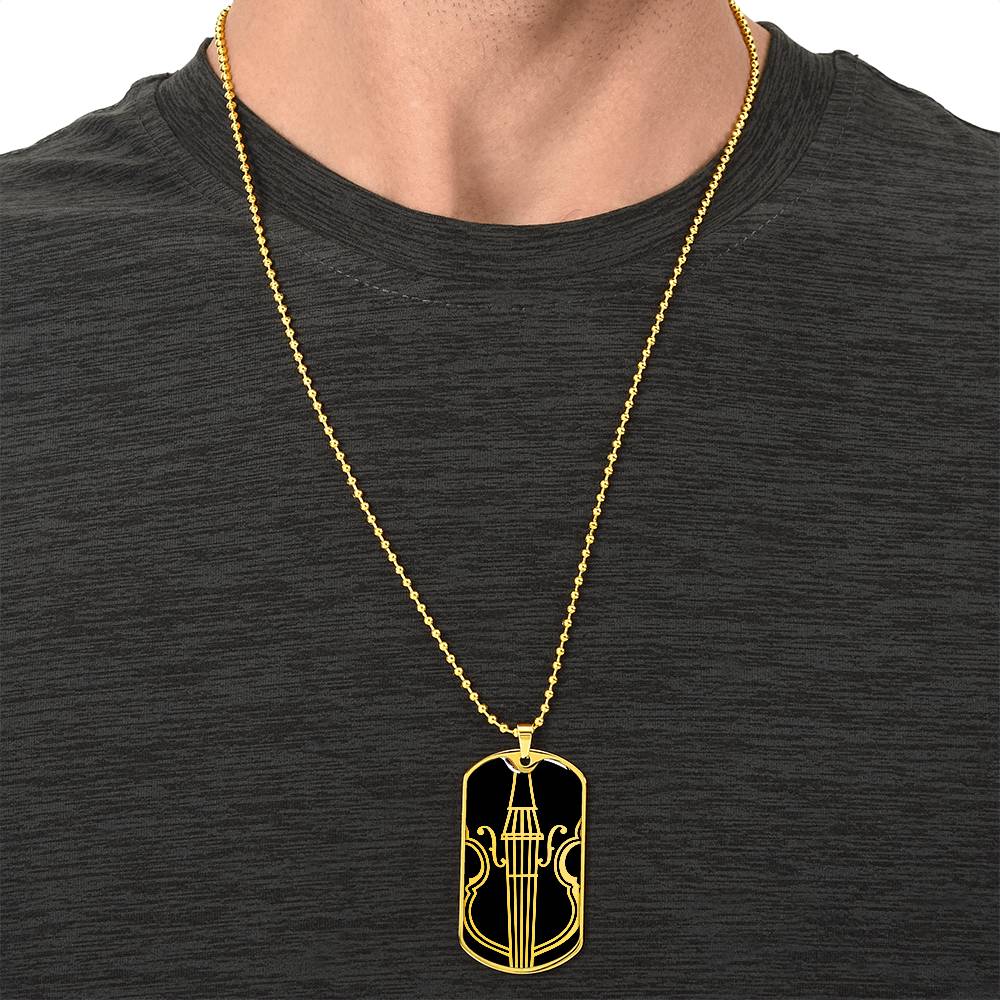 Violin Dog Tag Necklace