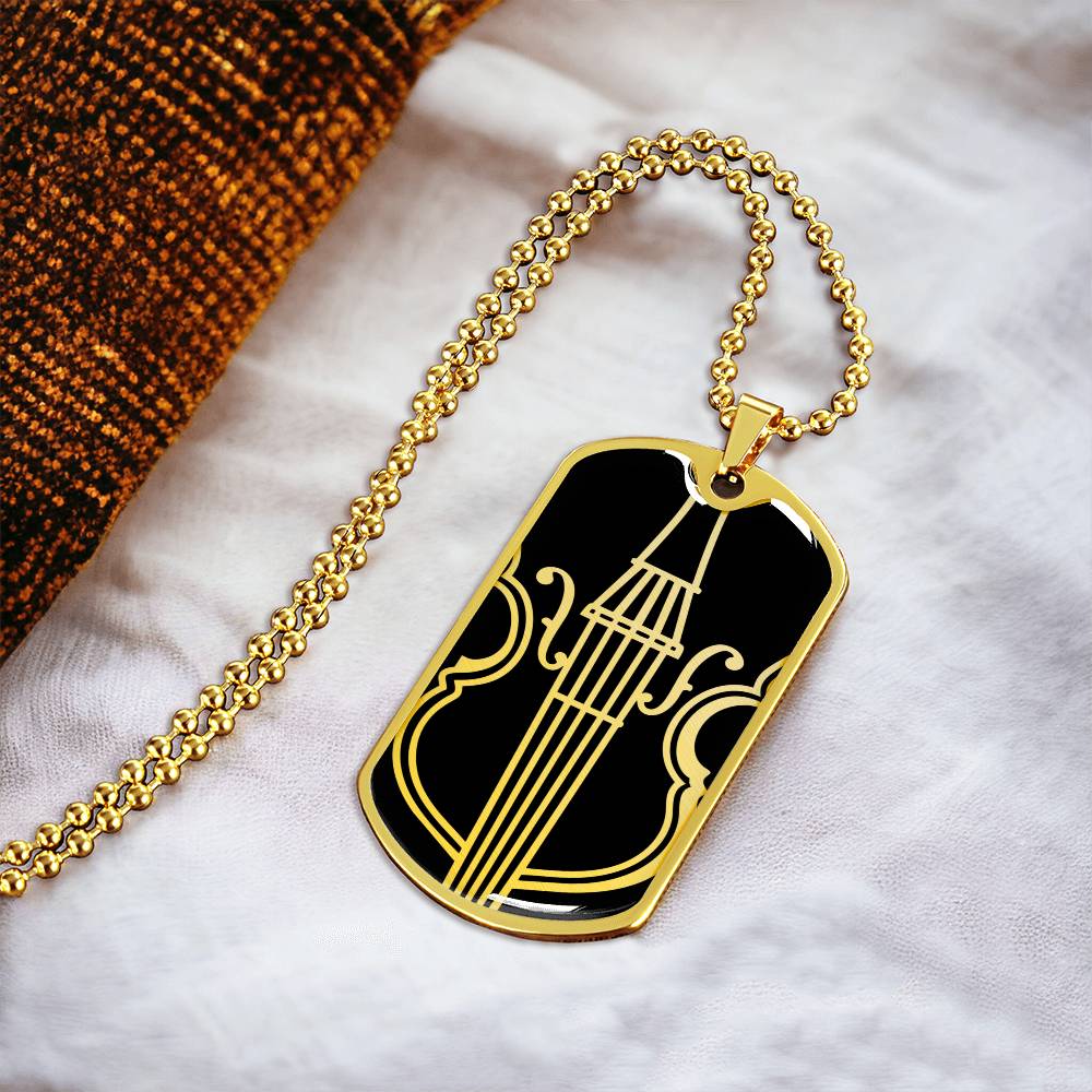 Violin Dog Tag Necklace