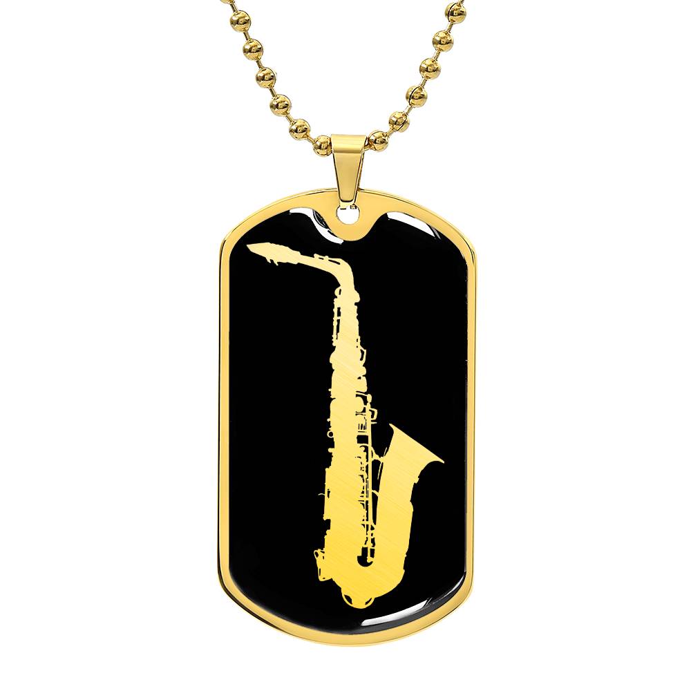 Saxophone Dog Tag Necklace