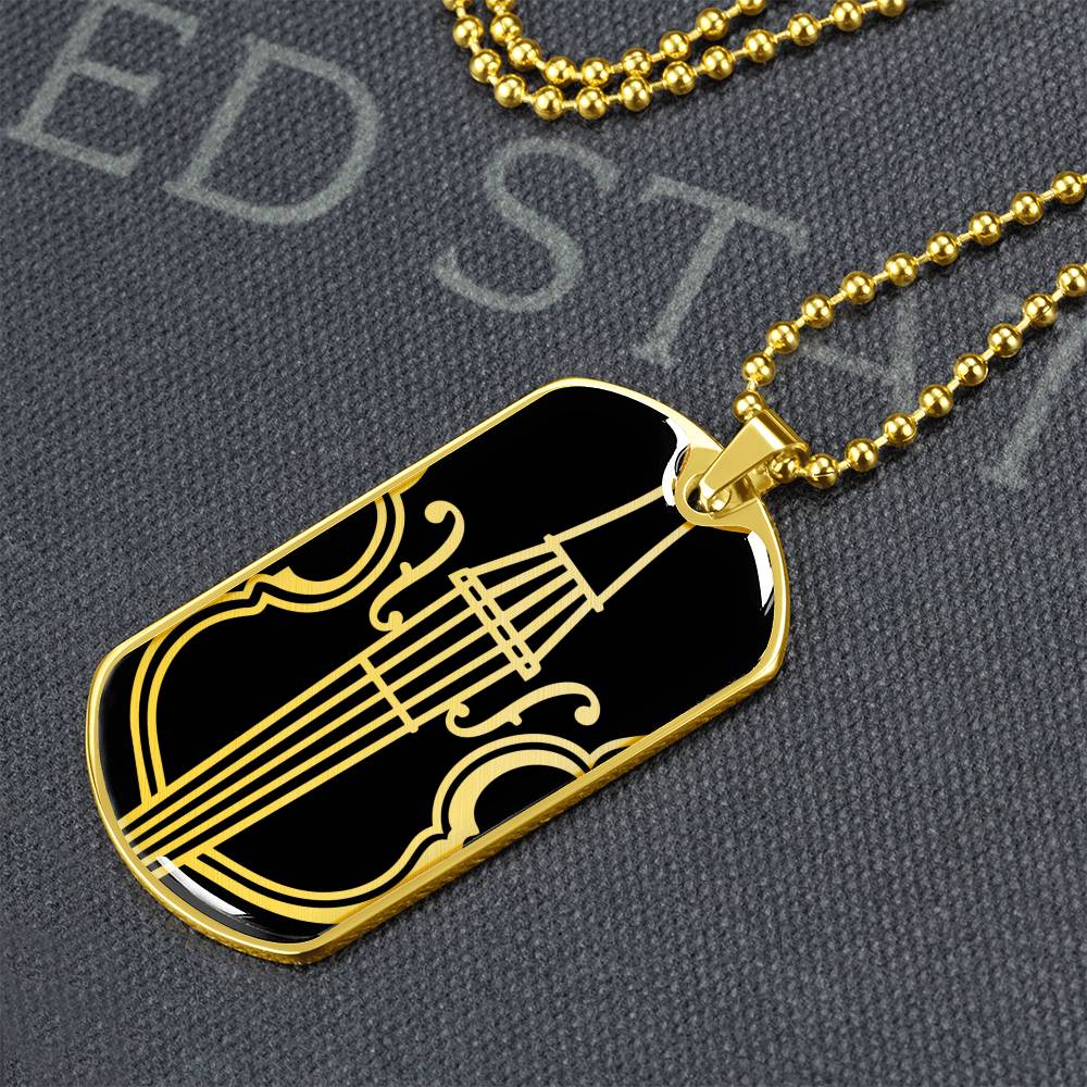 Violin Dog Tag Necklace