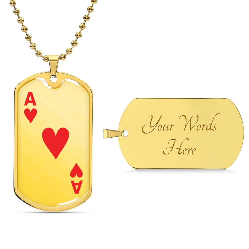 Ace of hearts Dog Tag Necklace