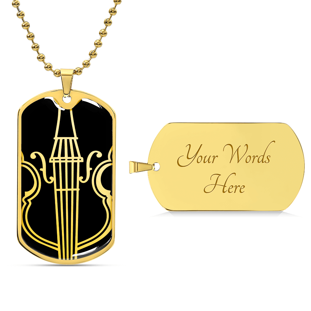 Violin Dog Tag Necklace