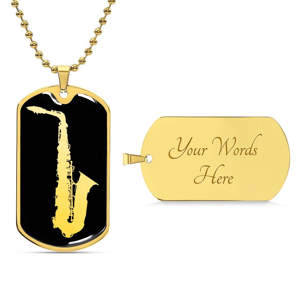 Saxophone Dog Tag Necklace