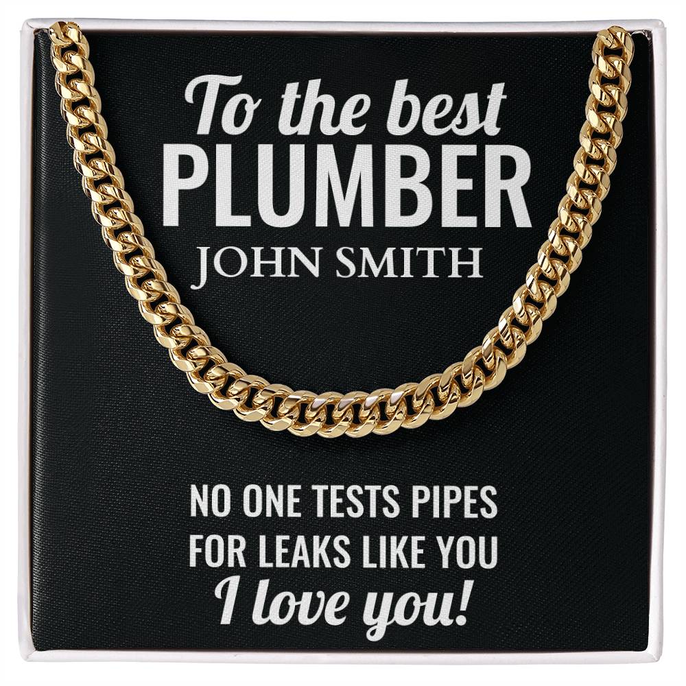 Personalized Plumber Cuban Link Chain Necklace