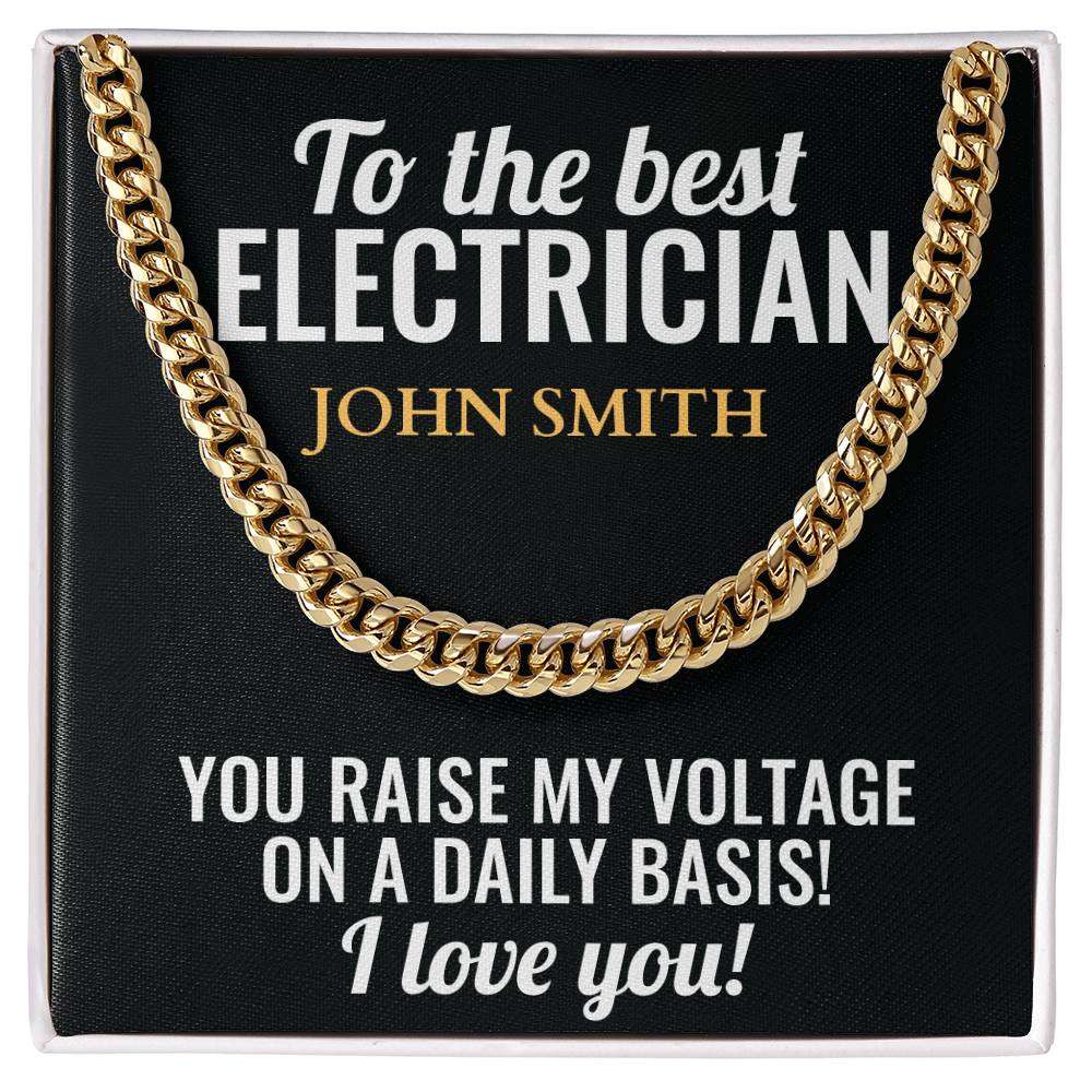 Personalized Electrician Cuban Link Chain Necklace