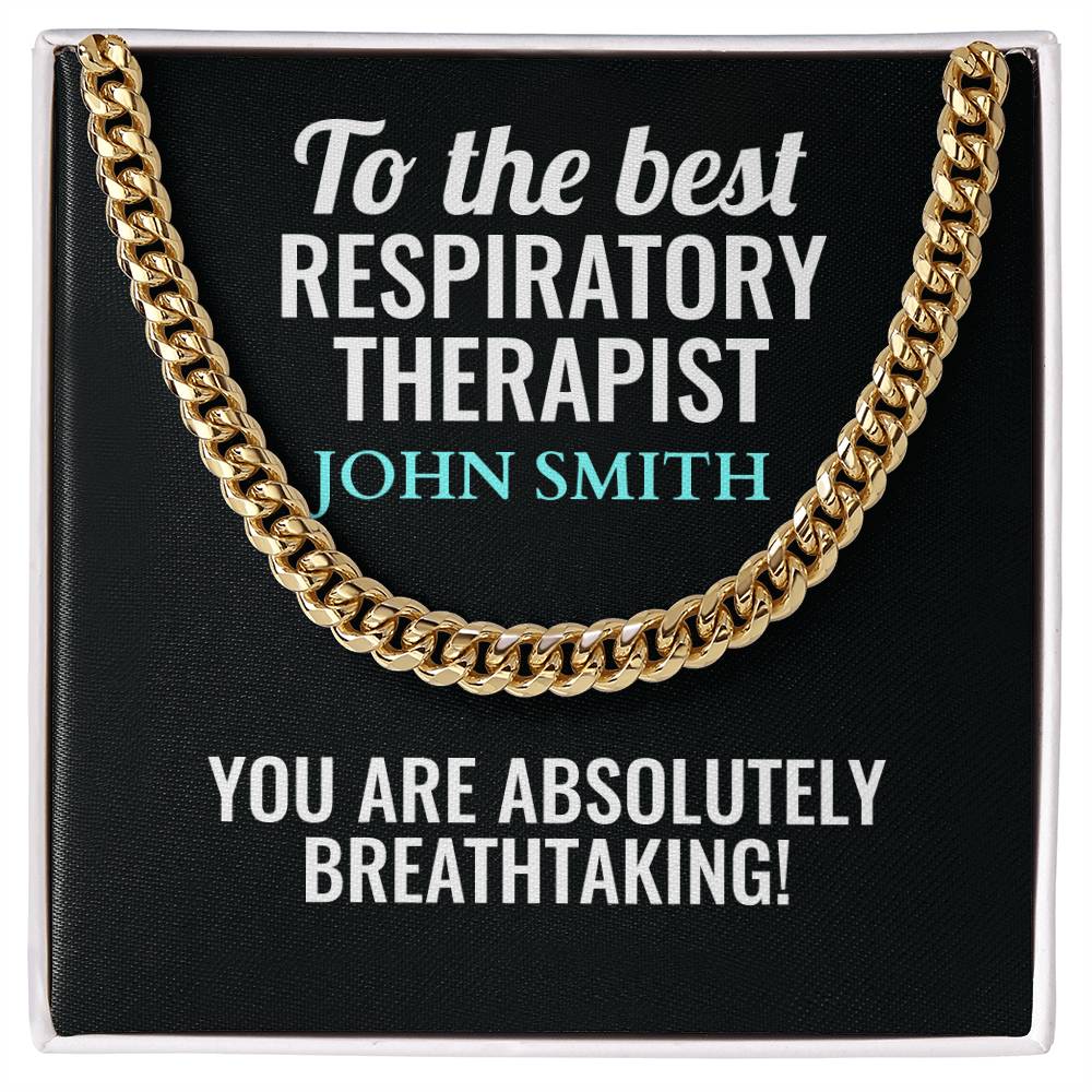 Personalized Respiratory Therapist Cuban Link Chain Necklace