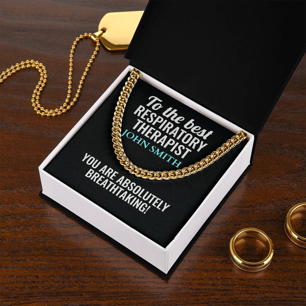 Personalized Respiratory Therapist Cuban Link Chain Necklace