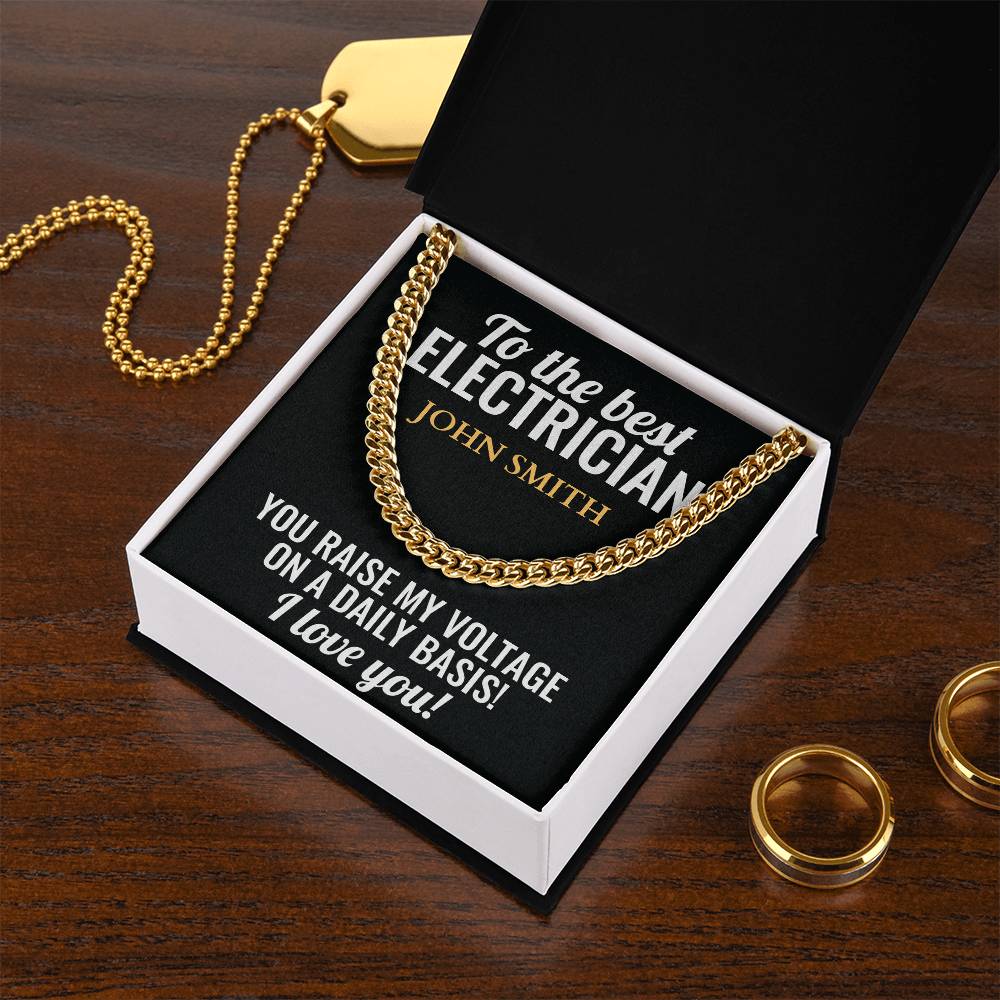 Personalized Electrician Cuban Link Chain Necklace