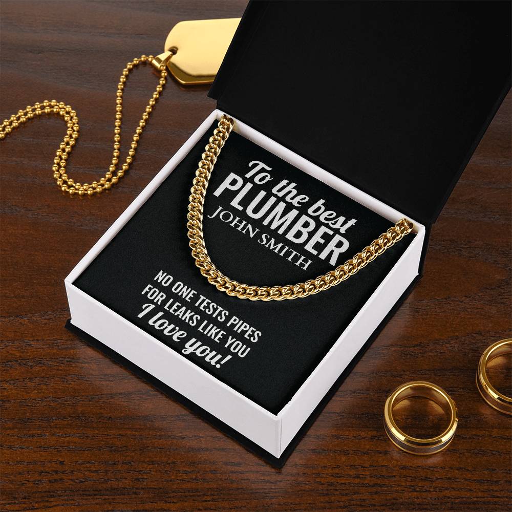 Personalized Plumber Cuban Link Chain Necklace