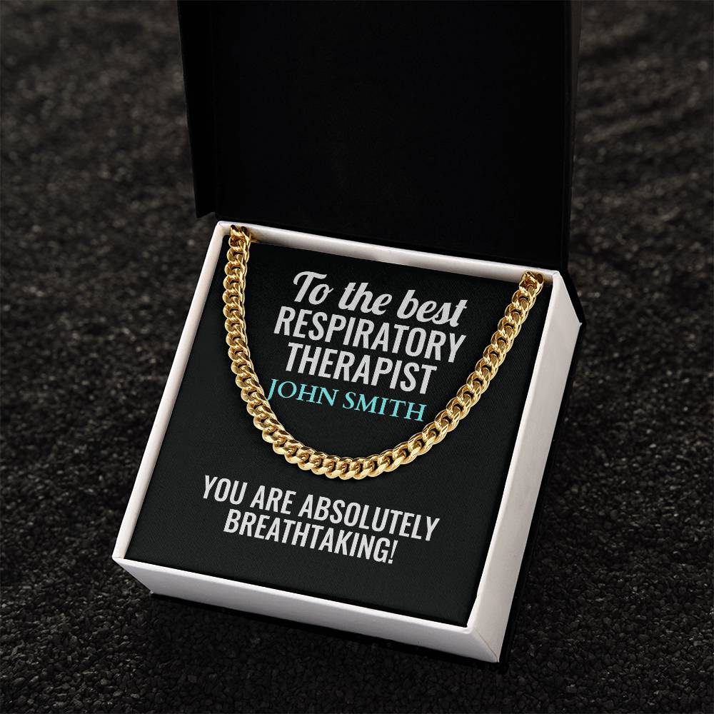 Personalized Respiratory Therapist Cuban Link Chain Necklace