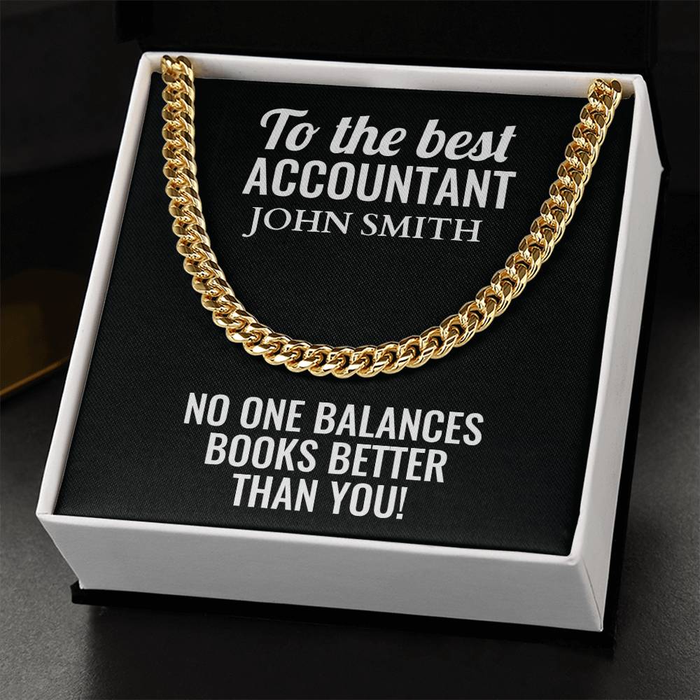 Personalized Accountant Cuban Link Chain Necklace
