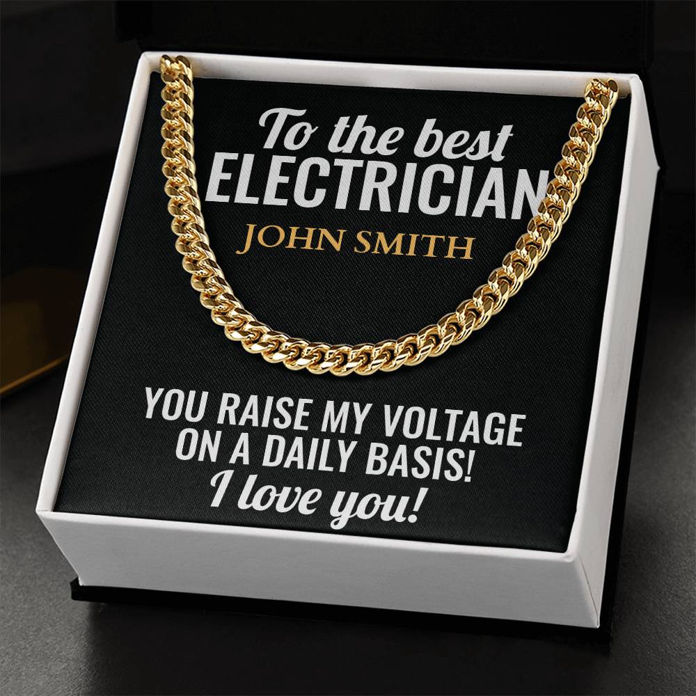 Personalized Electrician Cuban Link Chain Necklace