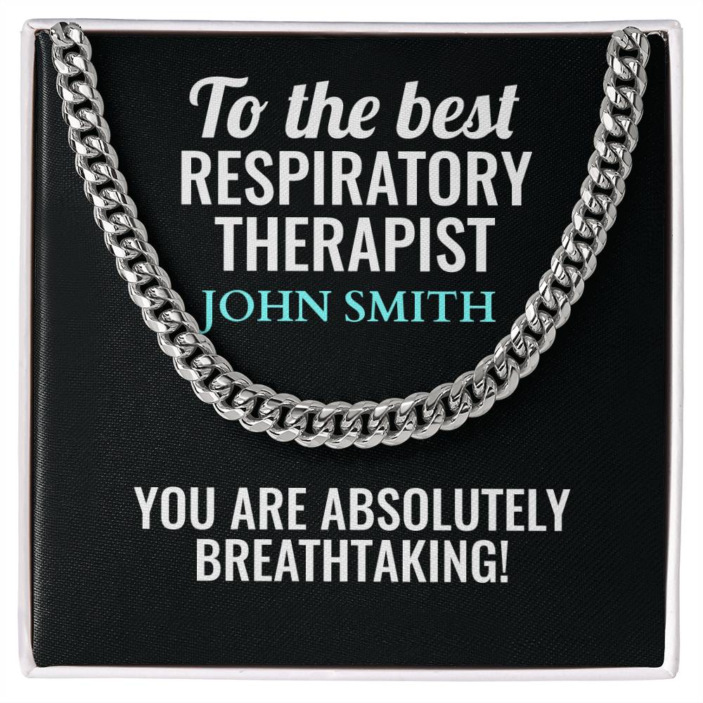 Personalized Respiratory Therapist Cuban Link Chain Necklace