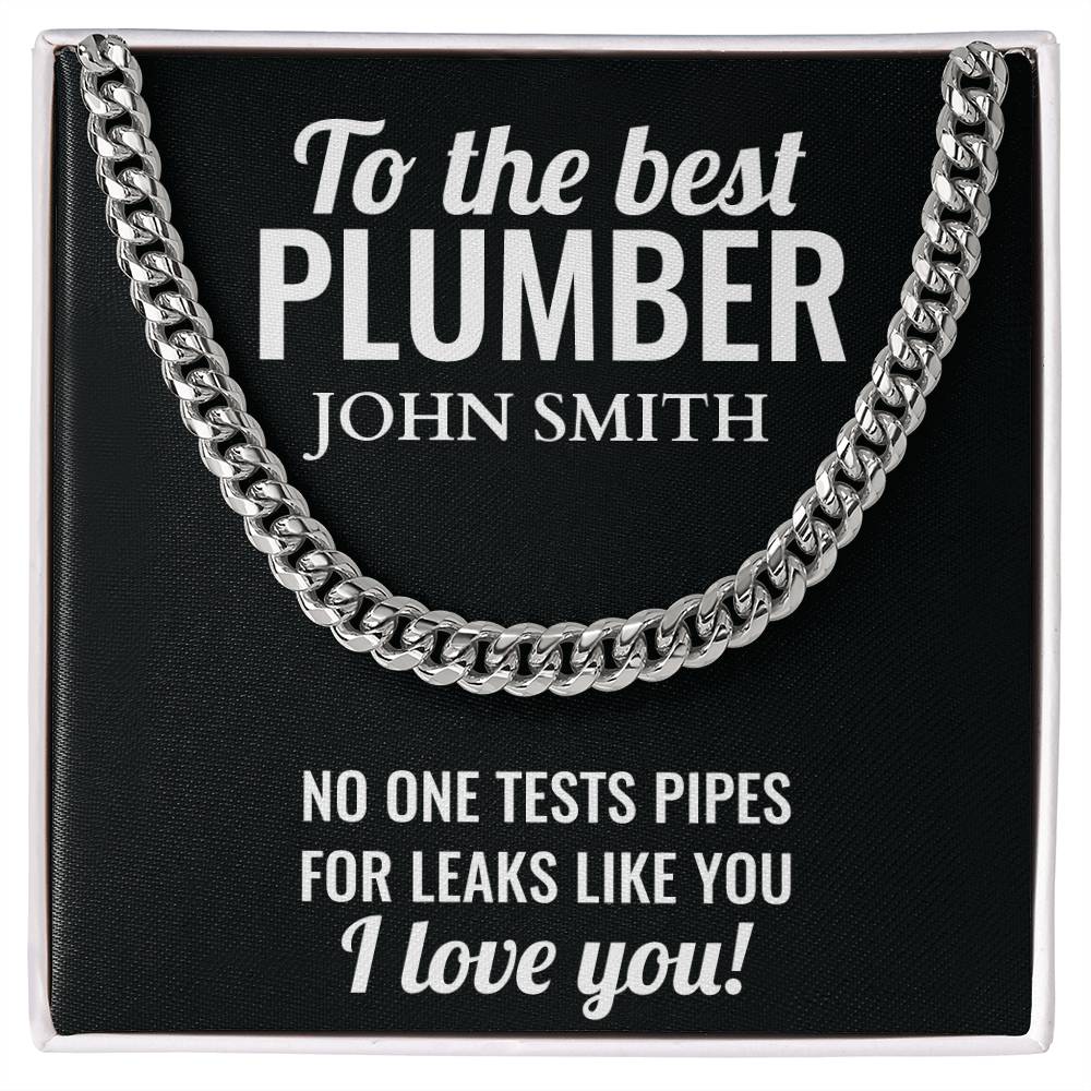 Personalized Plumber Cuban Link Chain Necklace