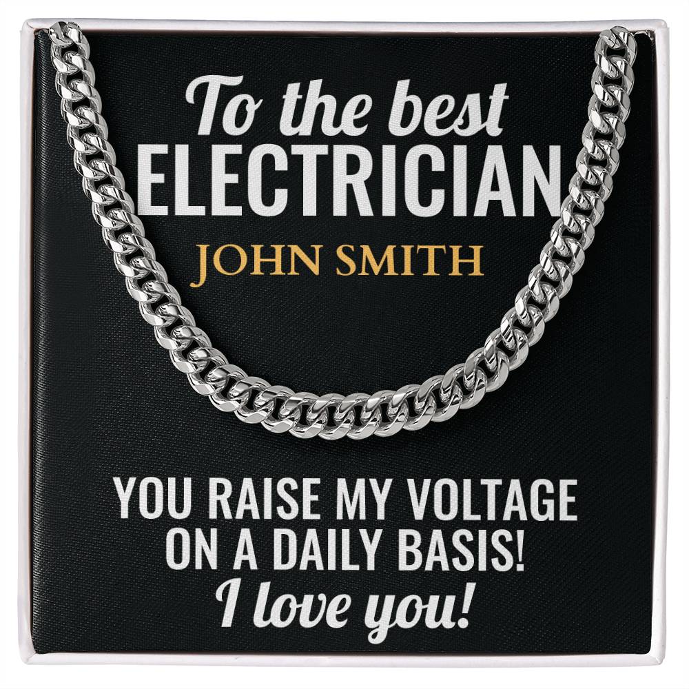 Personalized Electrician Cuban Link Chain Necklace