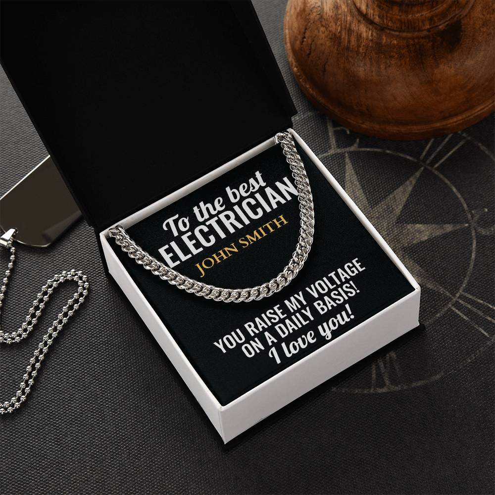 Personalized Electrician Cuban Link Chain Necklace