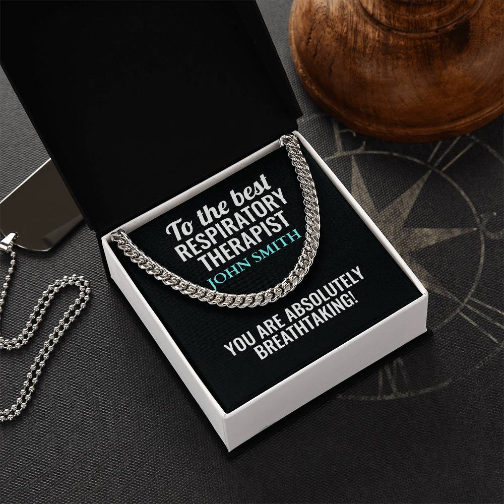 Personalized Respiratory Therapist Cuban Link Chain Necklace