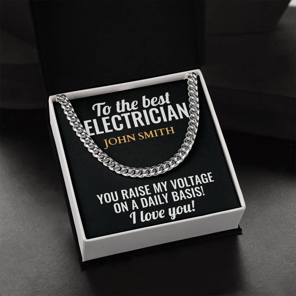Personalized Electrician Cuban Link Chain Necklace