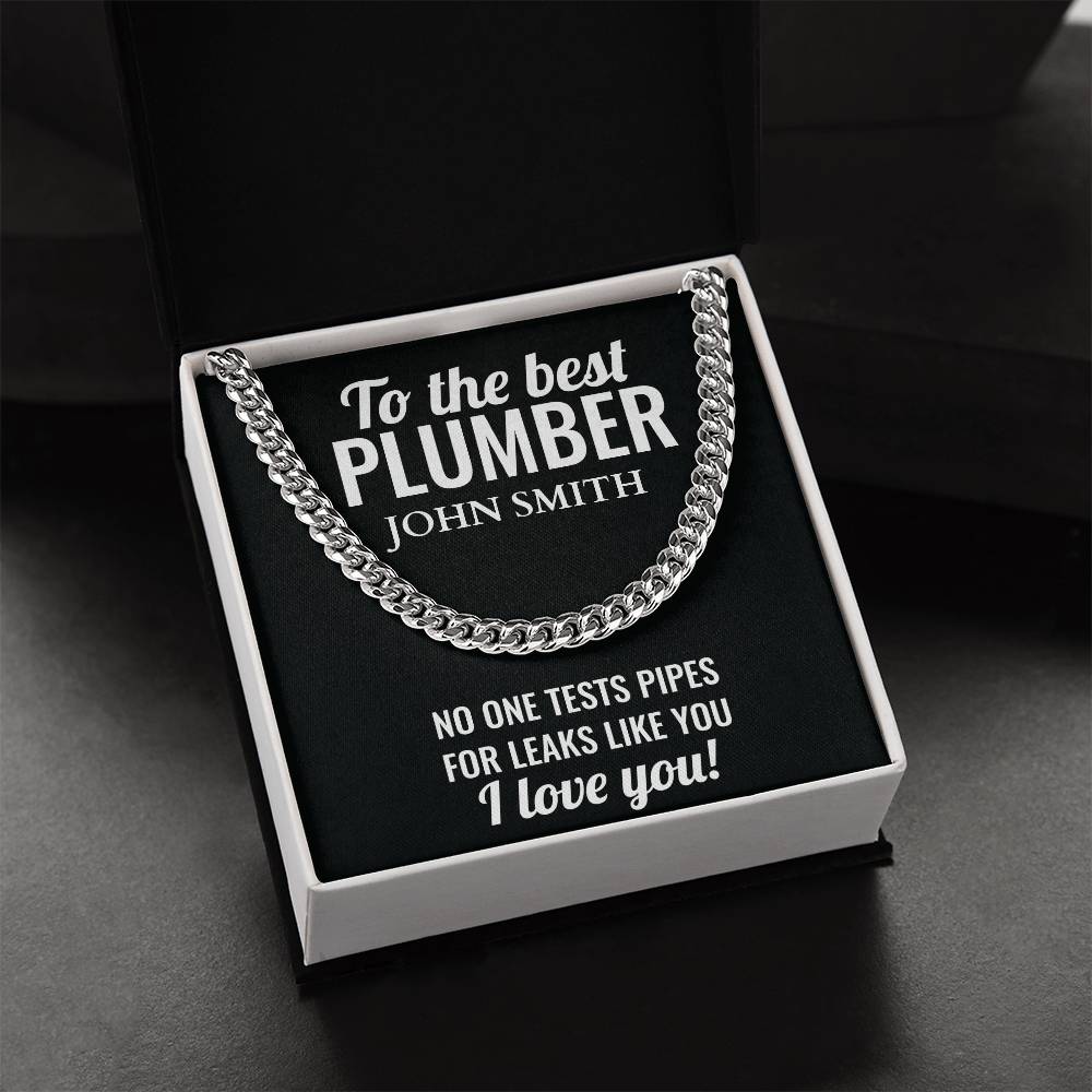 Personalized Plumber Cuban Link Chain Necklace
