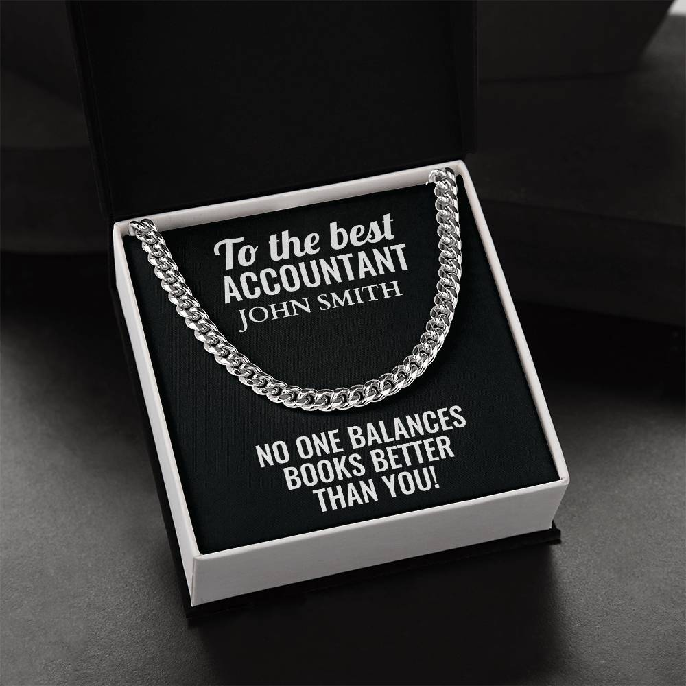 Personalized Accountant Cuban Link Chain Necklace