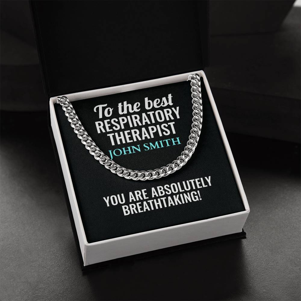 Personalized Respiratory Therapist Cuban Link Chain Necklace