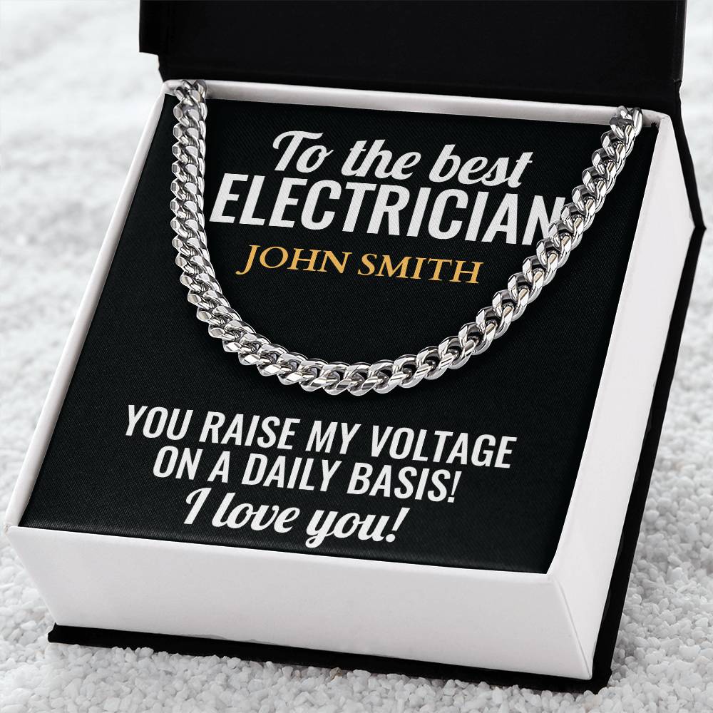 Personalized Electrician Cuban Link Chain Necklace