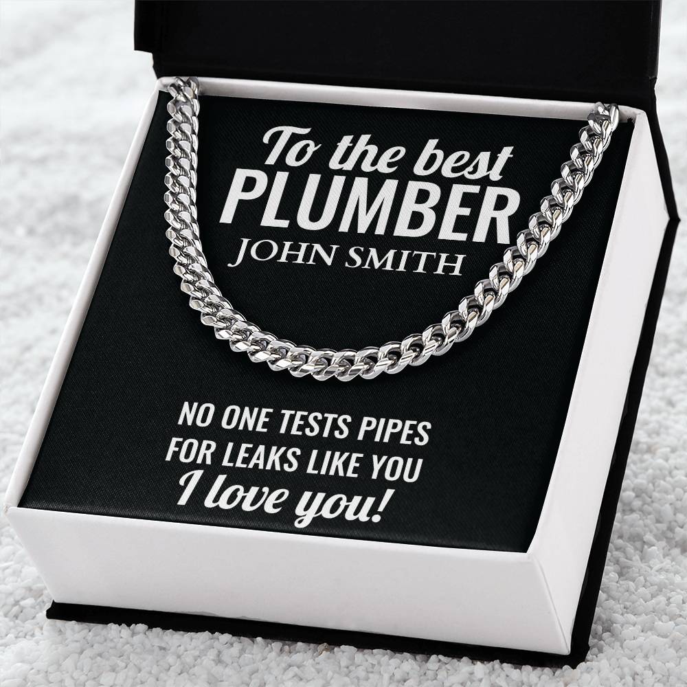 Personalized Plumber Cuban Link Chain Necklace