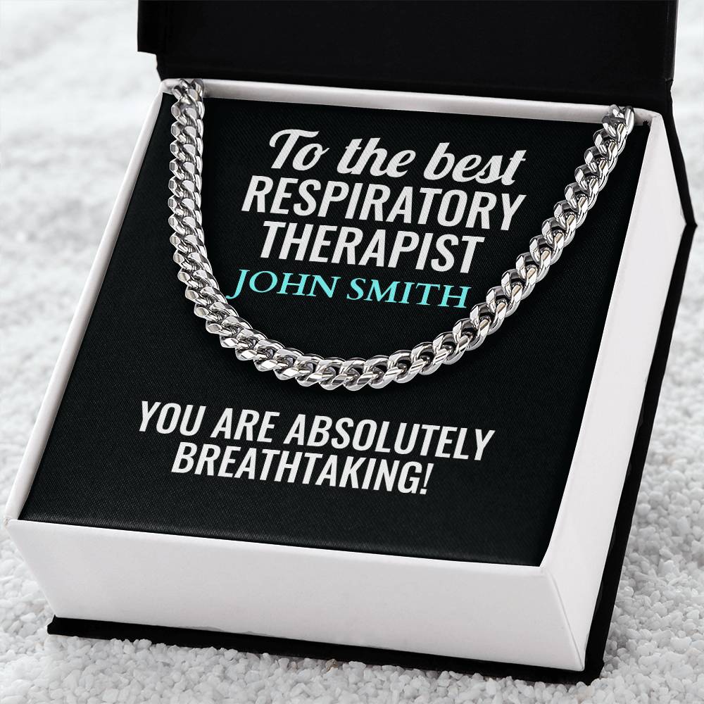 Personalized Respiratory Therapist Cuban Link Chain Necklace