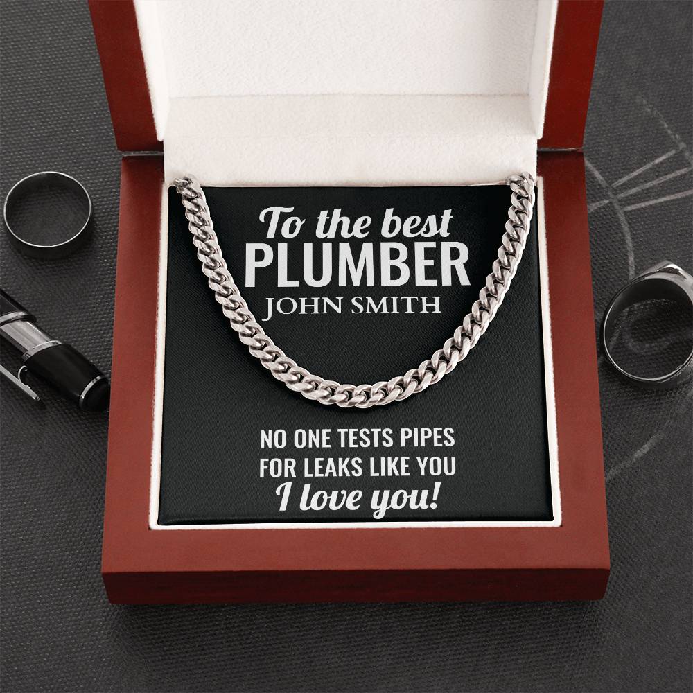 Personalized Plumber Cuban Link Chain Necklace