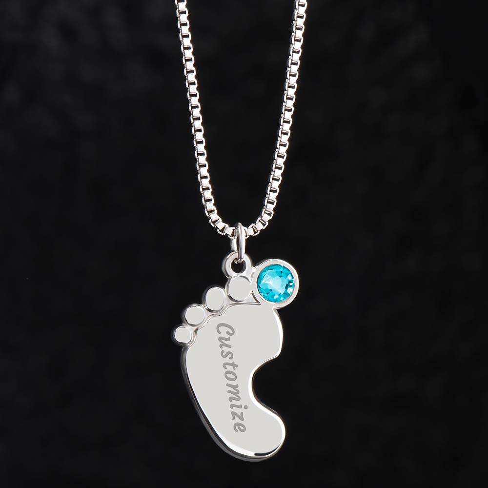A gift to my amazing mom | Custom Baby Feet Necklace with Birthstone