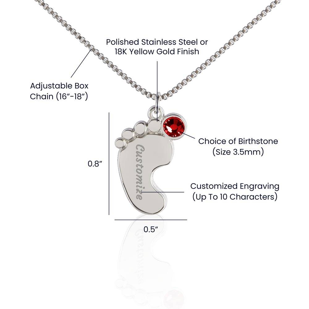 A gift to my amazing mom | Custom Baby Feet Necklace with Birthstone