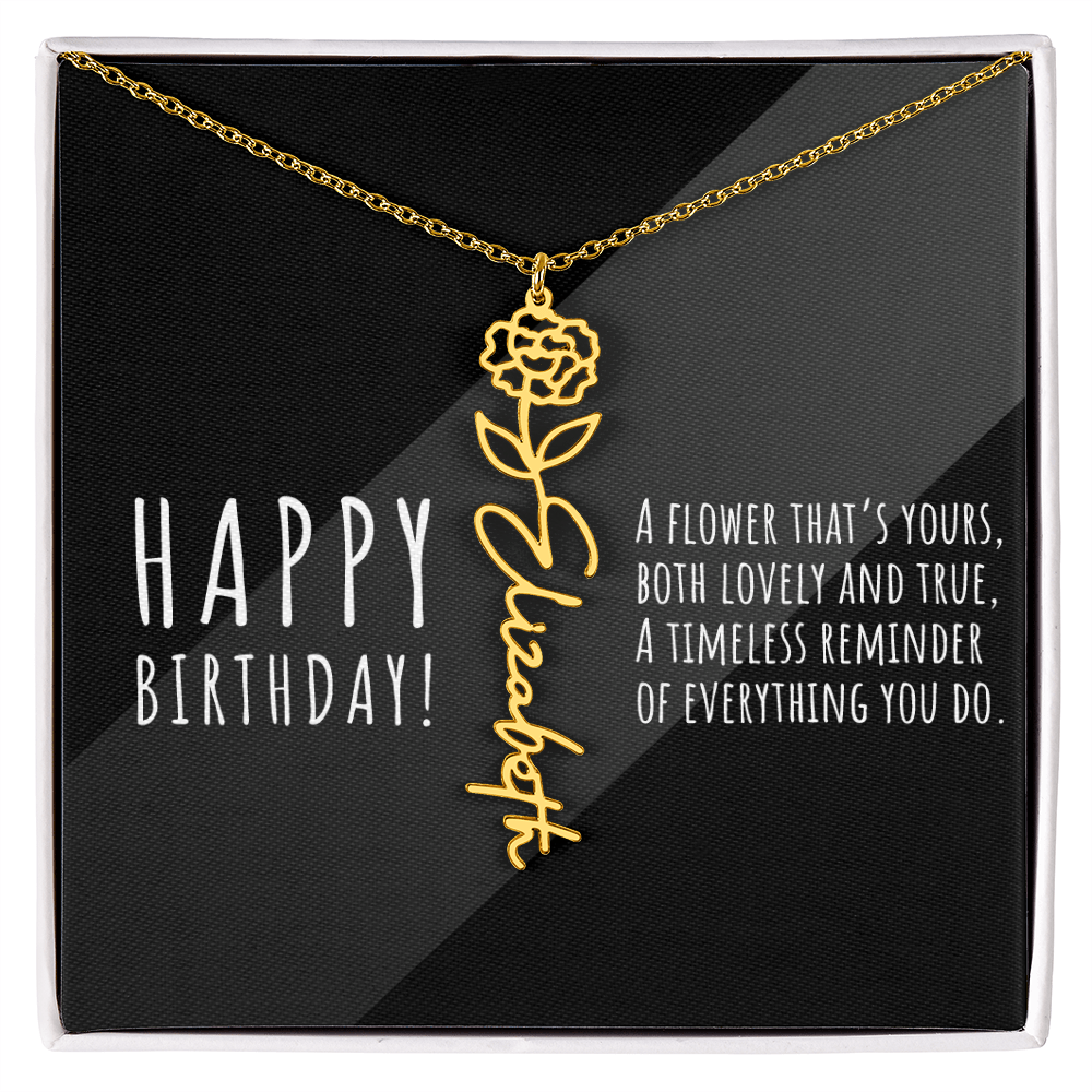 Birth Flower Name Necklace
