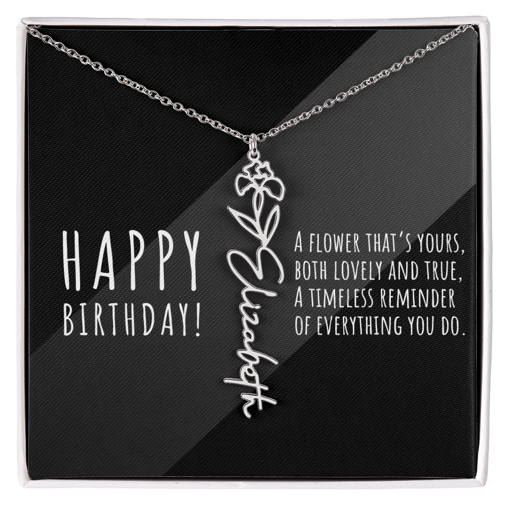 Birth Flower Name Necklace