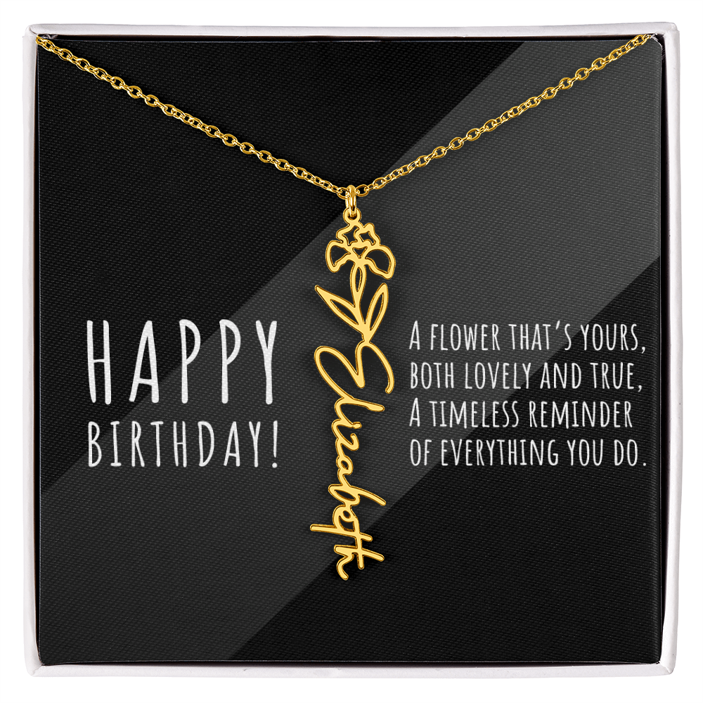Birth Flower Name Necklace